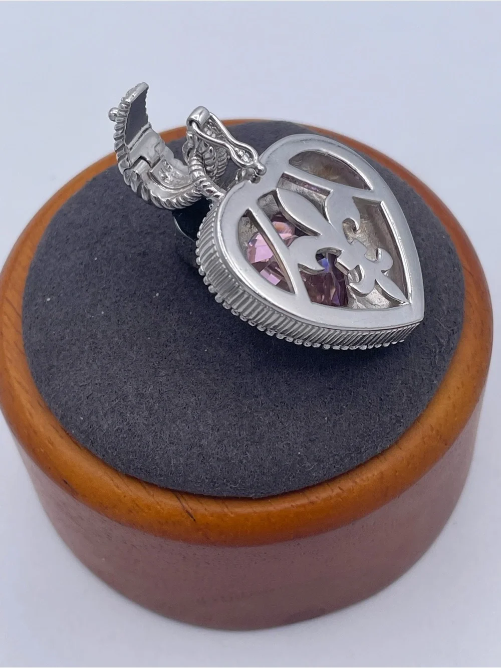 Judith Ripka Sterling Silver 925 Pink CZ Chunky Heart Enhancer Pendant Heavy 19g
